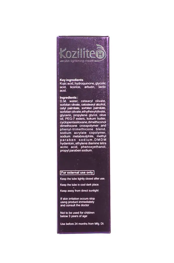 Kozilite-H Skin Lightening Cream 20gm, Contains Hydroquinone 2%, Kojic acid, & Glycolic acid - Image 2